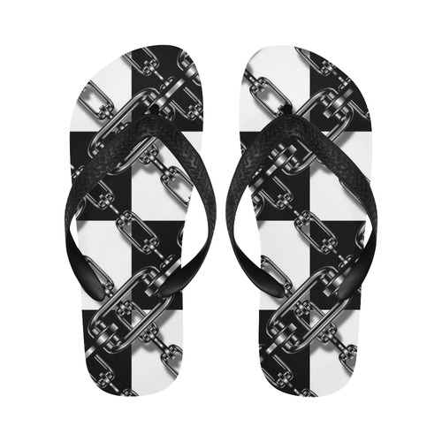 Checkered Chains Flip Flops for Men/Women (Model 040)