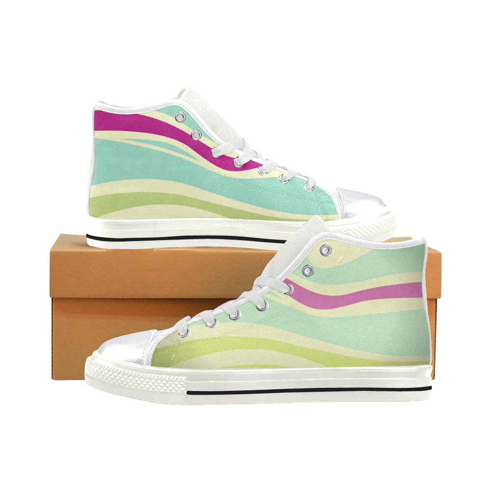 Designers RAINBOW vintage art Shoes High Top Canvas Shoes for Kid (Model 017)