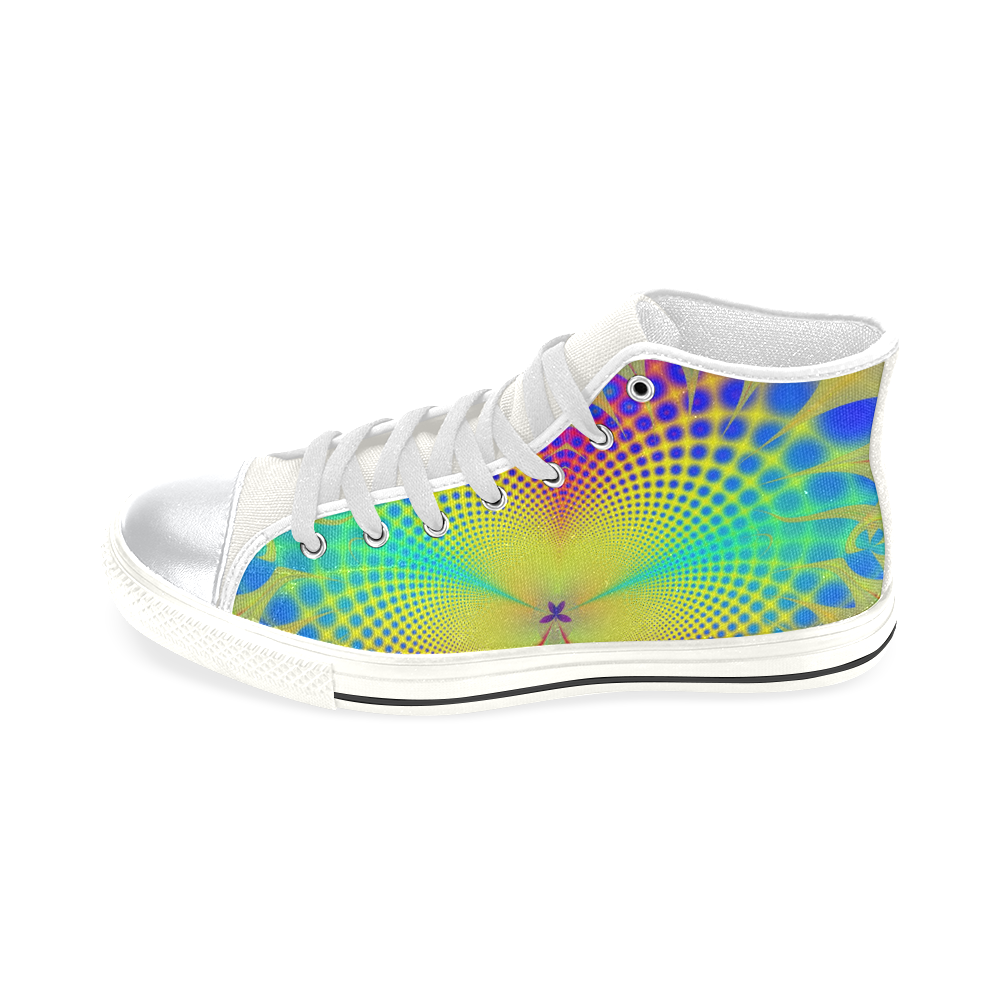 Summers Tropical Awakening Fractal Abstract High Top Canvas Shoes for Kid (Model 017)