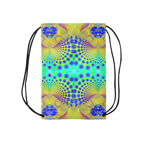 Ocean Shells and Purple Bubbles Fractal Abstract Small Drawstring Bag Model 1604 (Twin Sides) 11"(W) * 17.7"(H)