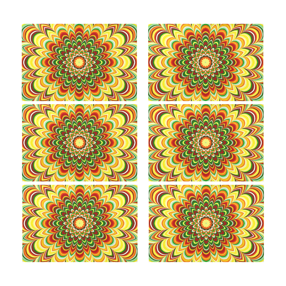 Colorful flower striped mandala Placemat 12’’ x 18’’ (Set of 6)