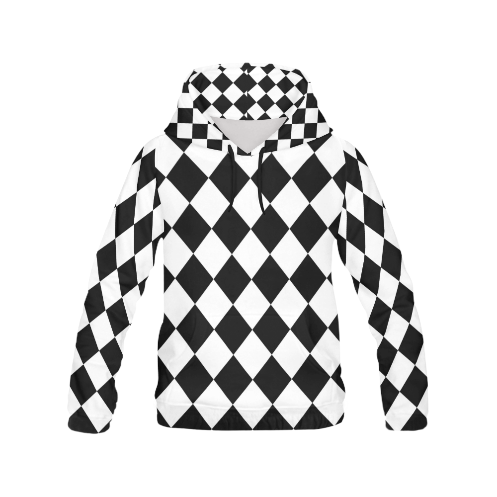 checkered All Over Print Hoodie for Women (USA Size) (Model H13)