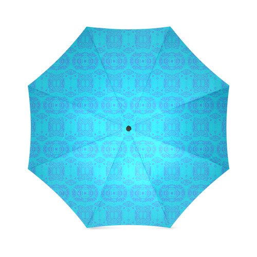 Abstract Blue and Turquoise Damask Foldable Umbrella (Model U01)