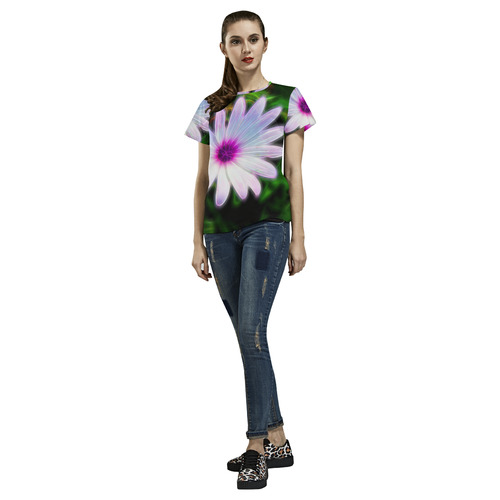 Brilliant Flower All Over Print T-Shirt for Women (USA Size) (Model T40)