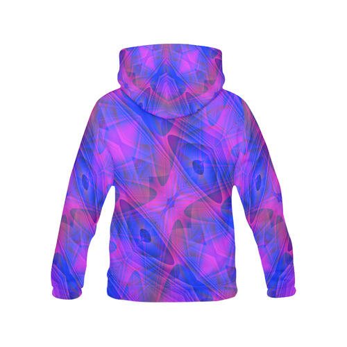 Blue and Purple Fractal Abstract All Over Print Hoodie for Women (USA Size) (Model H13)