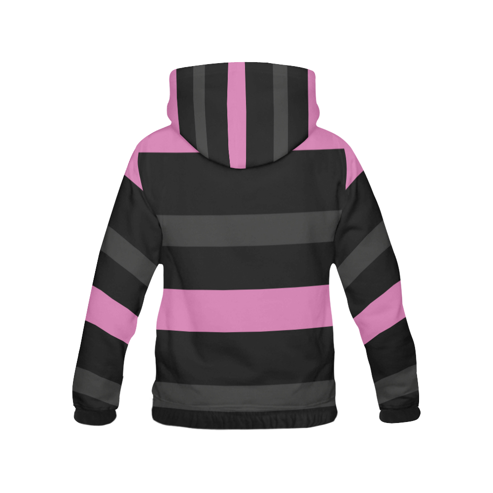 black gray pink stripes All Over Print Hoodie for Women (USA Size) (Model H13)