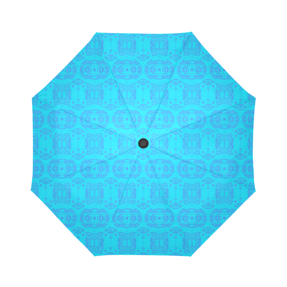 Blue and Turquoise Abstract Damask Auto-Foldable Umbrella (Model U04)