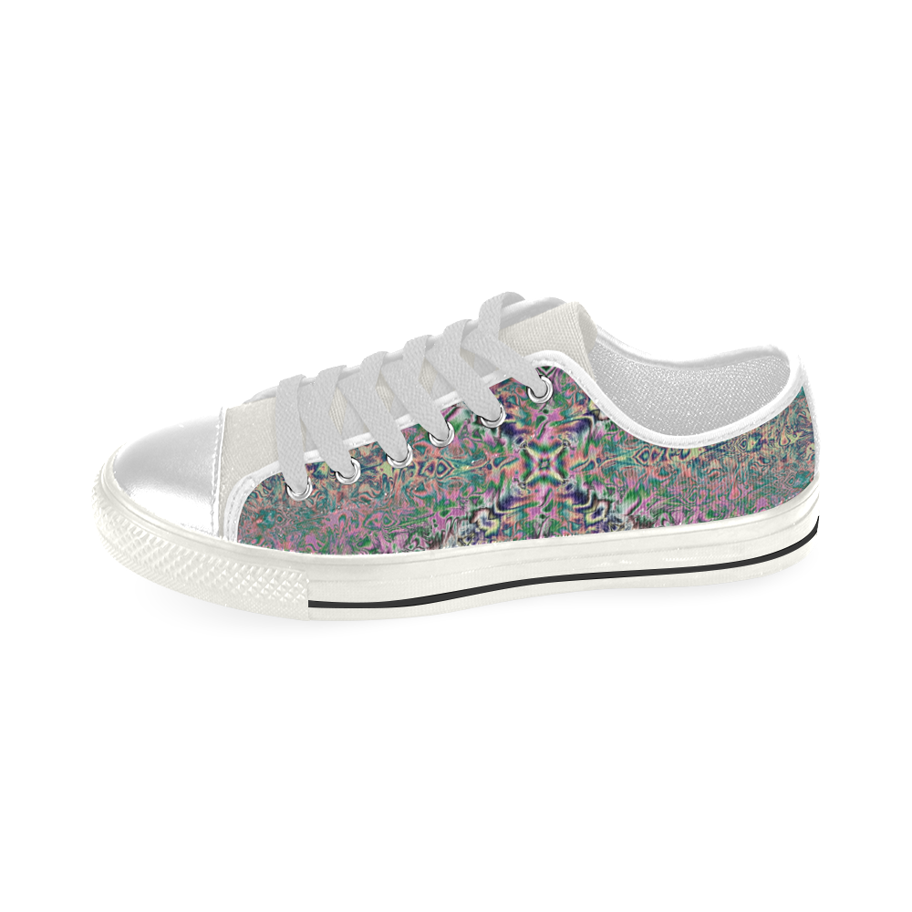 Watercolor Holograms Fractal Abstract Low Top Canvas Shoes for Kid (Model 018)