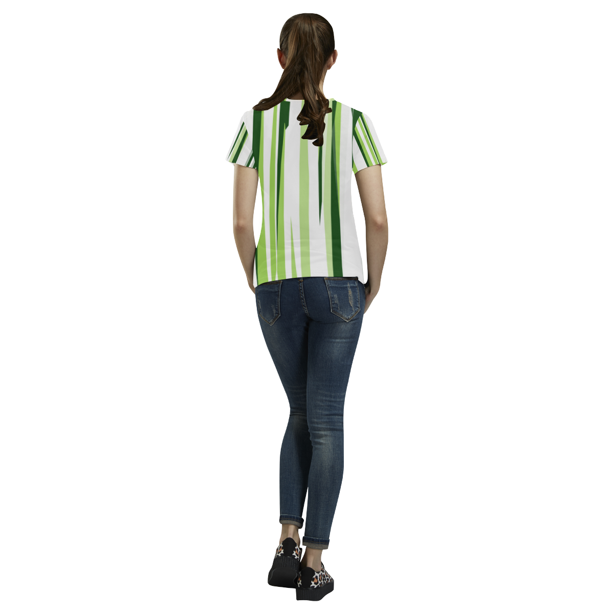 green and white streaks All Over Print T-Shirt for Women (USA Size) (Model T40)