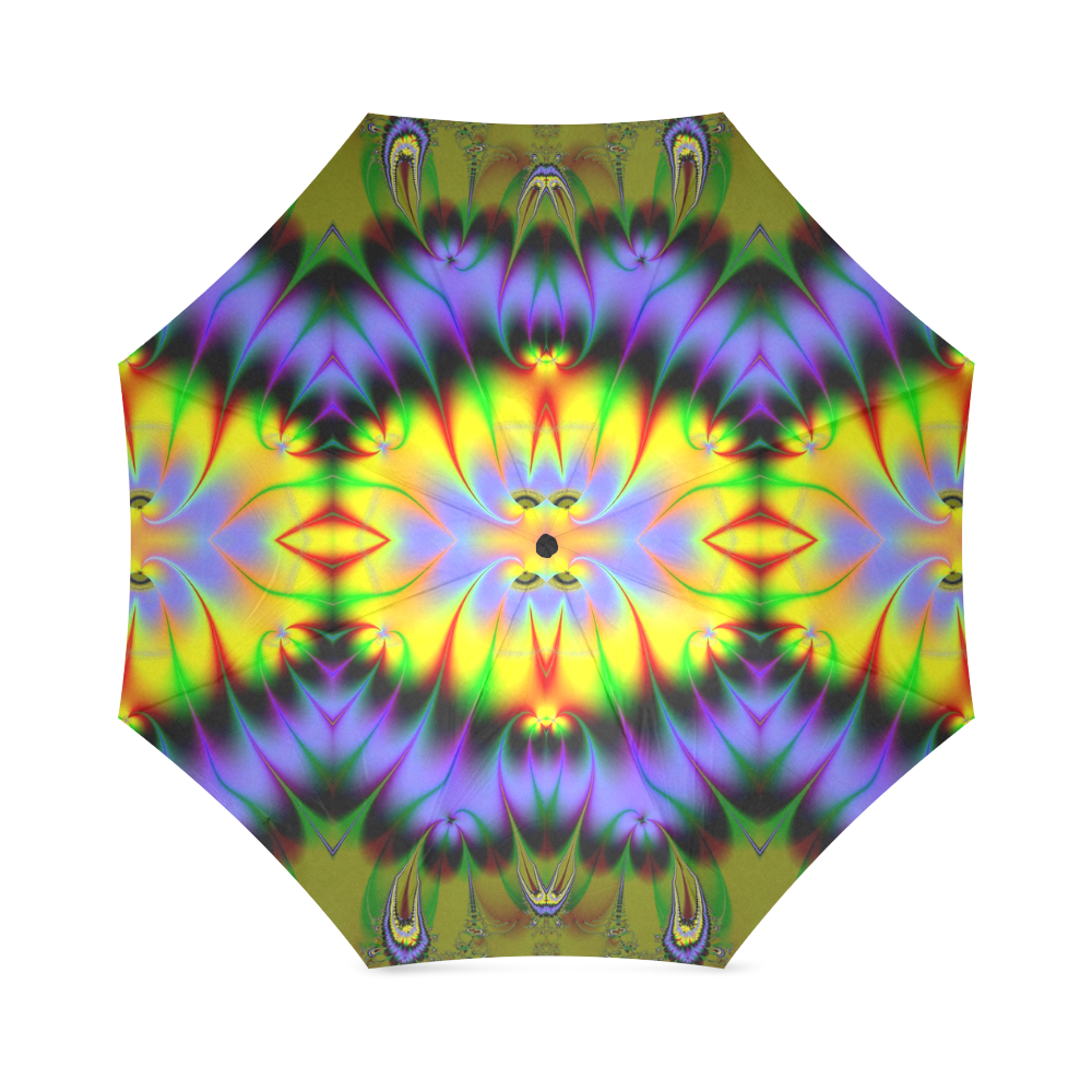 Sun-Drenched Flower Gardens Fractal Abstract Foldable Umbrella (Model U01)