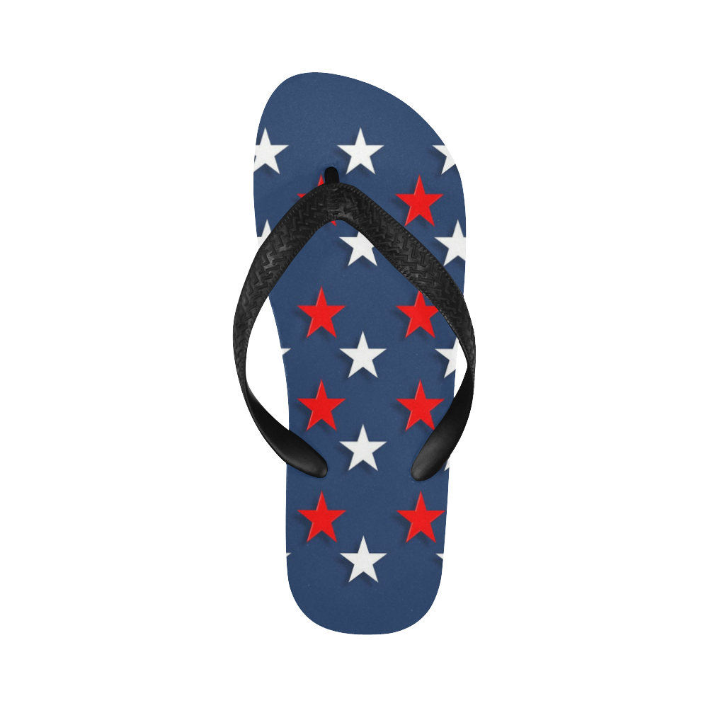 Navy Red White Stars Flip Flops for Men/Women (Model 040)