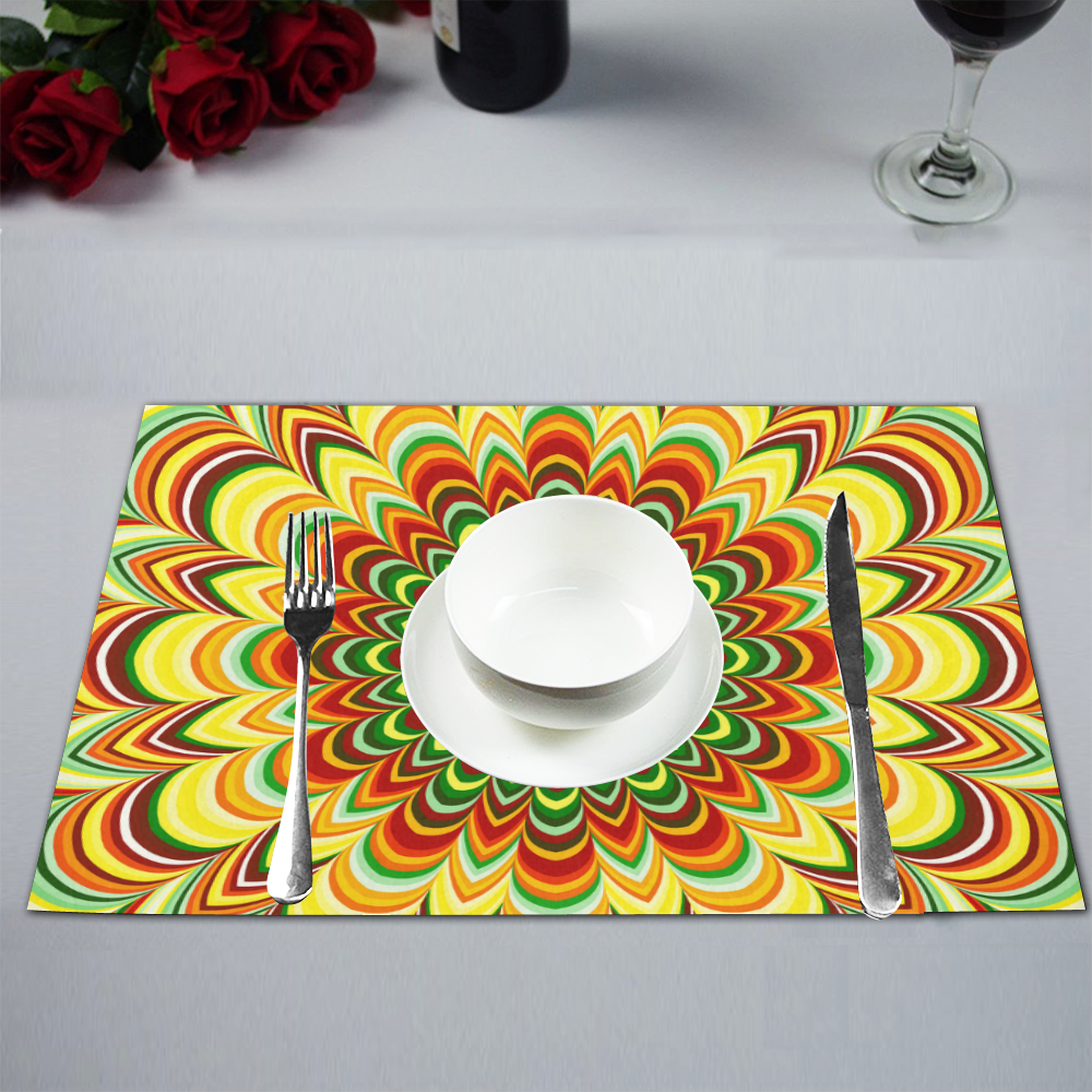 Colorful flower striped mandala Placemat 12’’ x 18’’ (Set of 4)