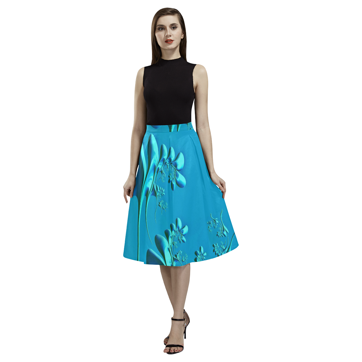 amazing floral fractal A by JamColors Aoede Crepe Skirt (Model D16)