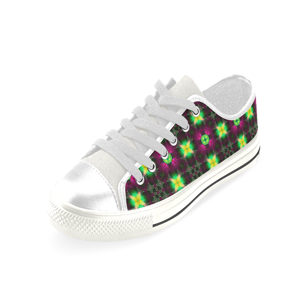 Sunlight in the Magnolia Grove Fractal Abstract Low Top Canvas Shoes for Kid (Model 018)