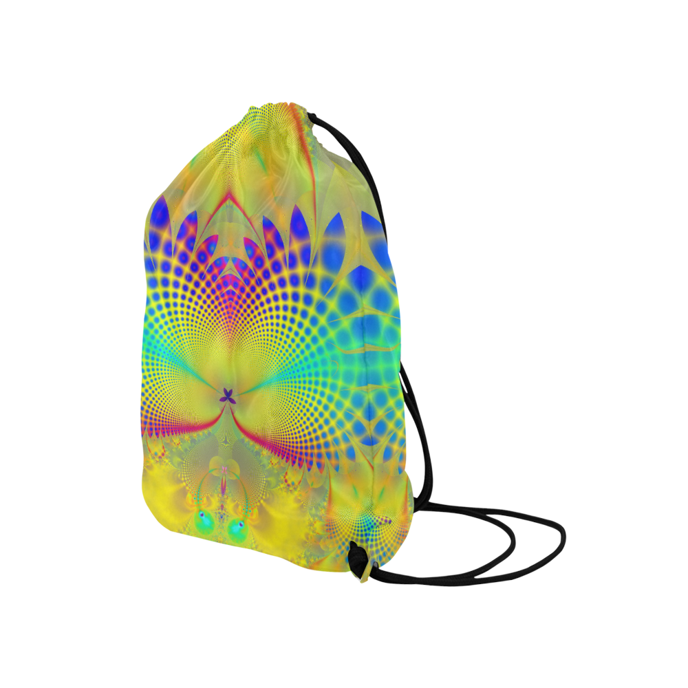 Summers Tropical Awakening Fractal Abstract Medium Drawstring Bag Model 1604 (Twin Sides) 13.8"(W) * 18.1"(H)