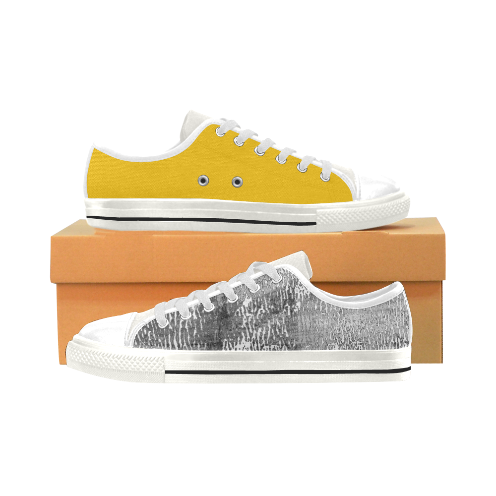 KIDS Happy spring Shoes / yellow, grey Edition Low Top Canvas Shoes for Kid (Model 018)