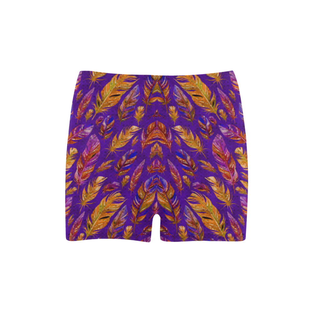 Watercolor Feathers And Dots Pattern Purple Briseis Skinny Shorts (Model L04)