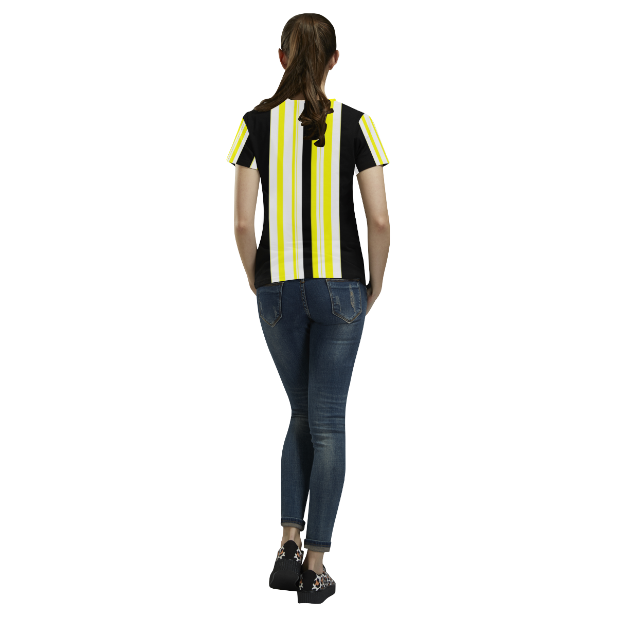 black white and yellow All Over Print T-Shirt for Women (USA Size) (Model T40)