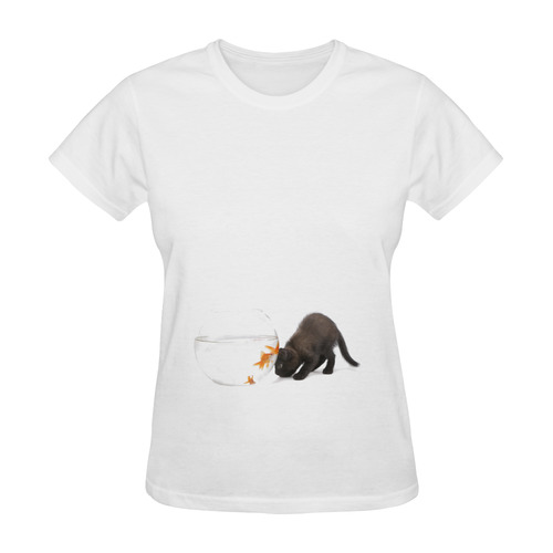 CAT AND FISH Sunny Women's T-shirt (Model T05)