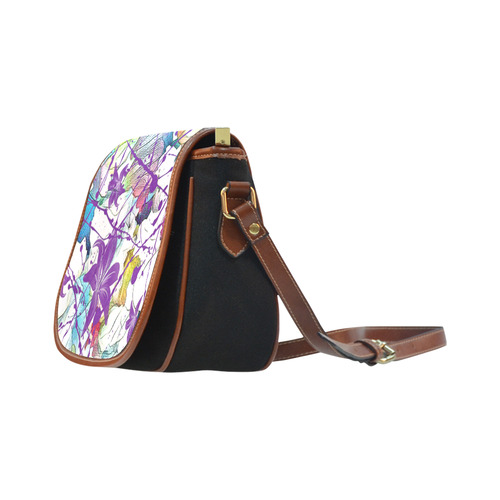 Lilac Lillis Abtract Splash Saddle Bag/Small (Model 1649)(Flap Customization)