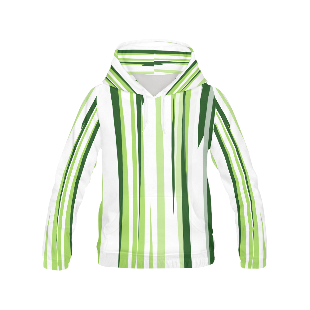 green and white streaks All Over Print Hoodie for Women (USA Size) (Model H13)
