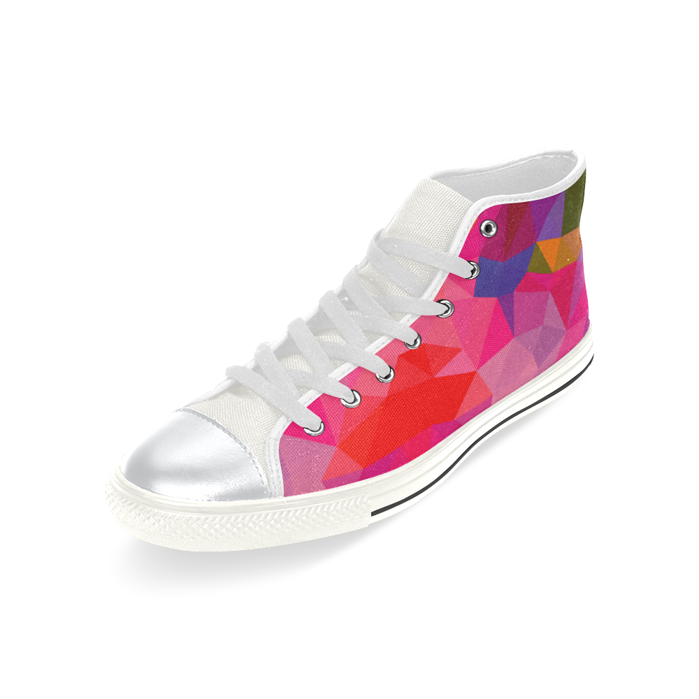 DESIGNERS Geometric shoes / blue, pink High Top Canvas Shoes for Kid (Model 017)