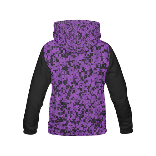 Black and Purple Pixels All Over Print Hoodie for Women (USA Size) (Model H13)