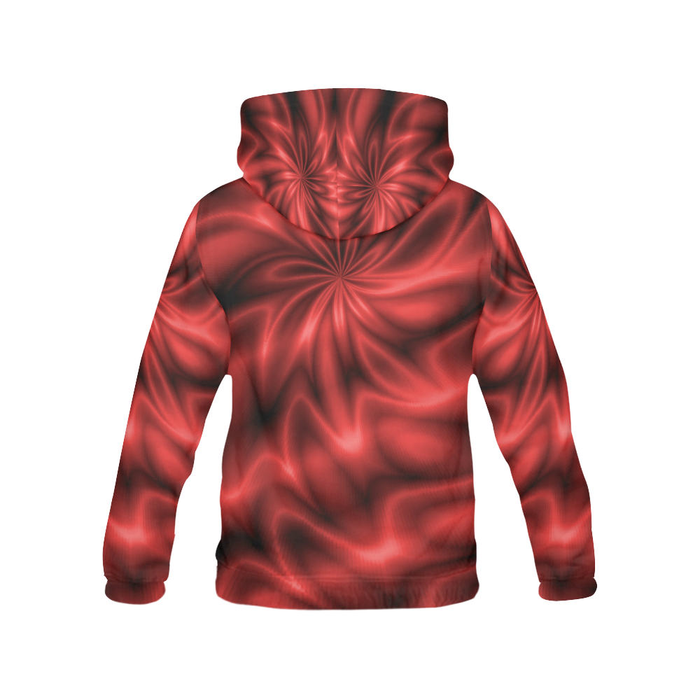 Red Shiny Swirl All Over Print Hoodie for Women (USA Size) (Model H13)