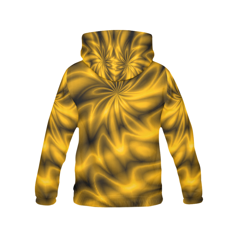 Golden Shiny Swirl All Over Print Hoodie for Women (USA Size) (Model H13)