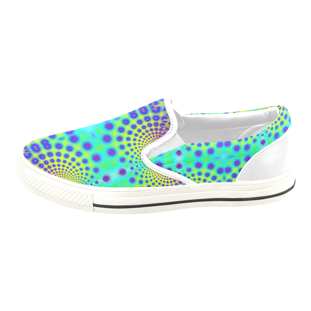Ocean Shells and Purple Bubbles Fractal Abstract Slip-on Canvas Shoes for Kid (Model 019)