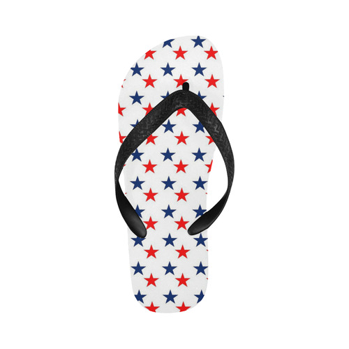 Patriotic Navy Blue Red Stars Flip Flops for Men/Women (Model 040)