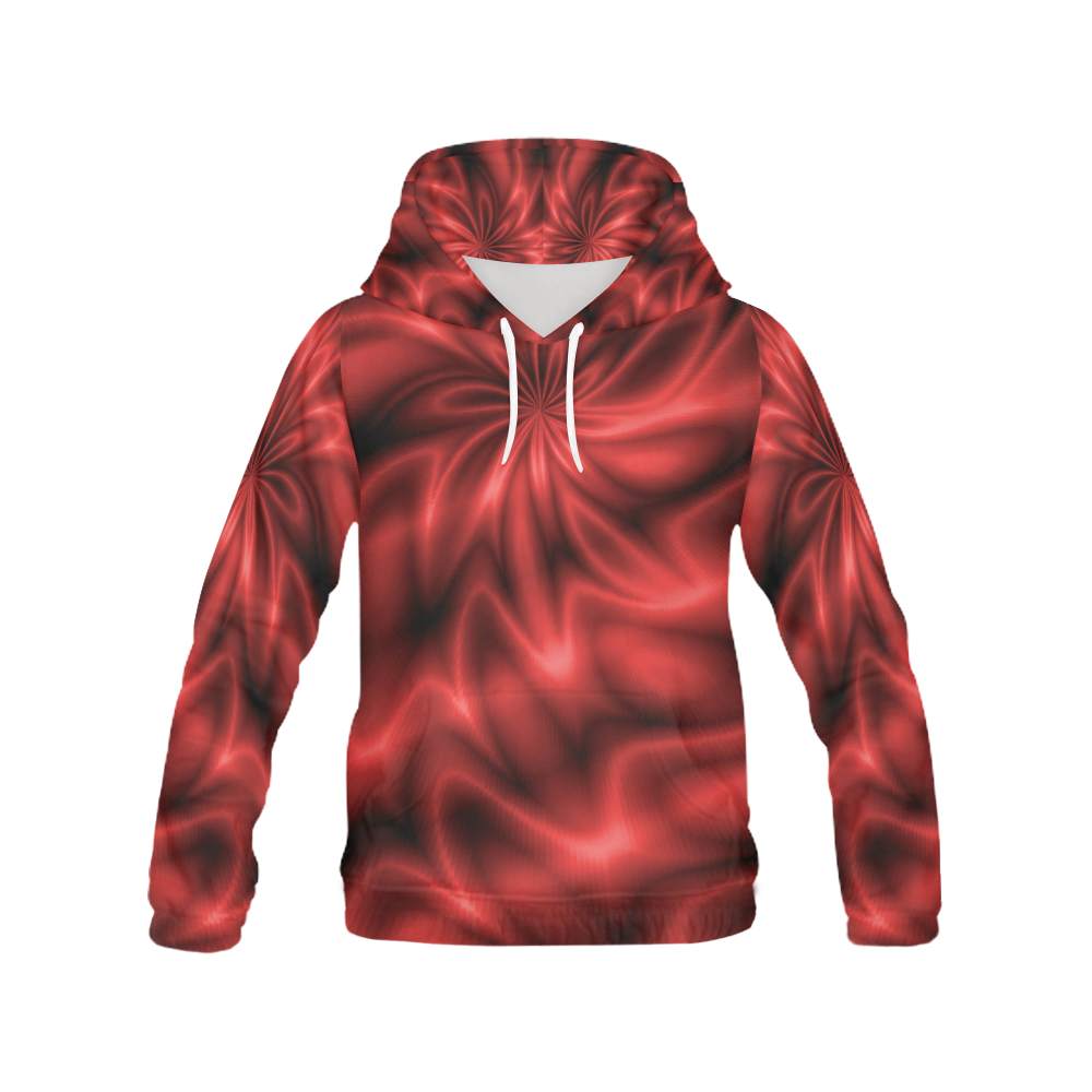 Red Shiny Swirl All Over Print Hoodie for Women (USA Size) (Model H13)