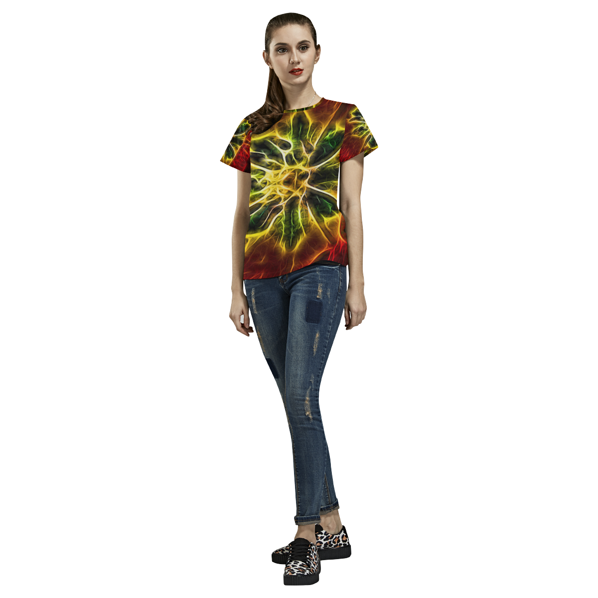 Topaz Flower All Over Print T-Shirt for Women (USA Size) (Model T40)