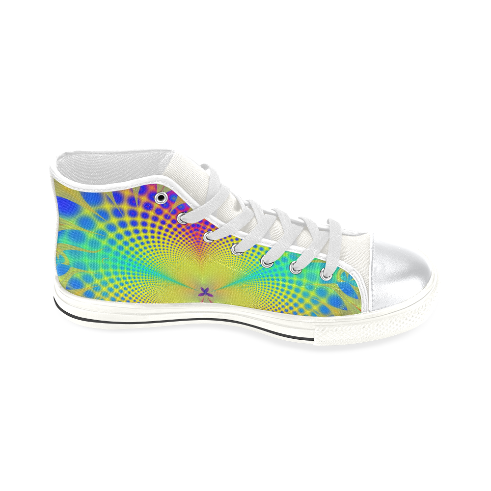 Summers Tropical Awakening Fractal Abstract High Top Canvas Shoes for Kid (Model 017)