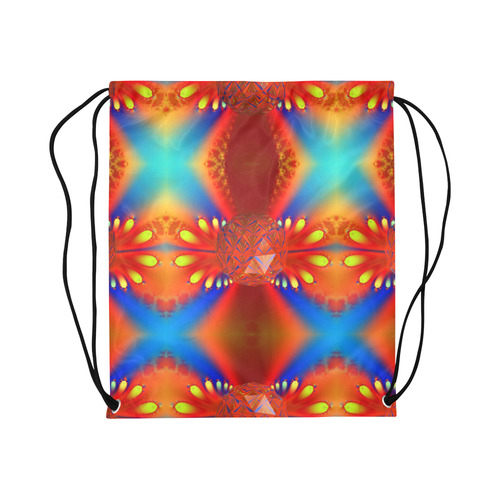 Hot Summer Night Sunset at the Beach Fractal Large Drawstring Bag Model 1604 (Twin Sides)  16.5"(W) * 19.3"(H)