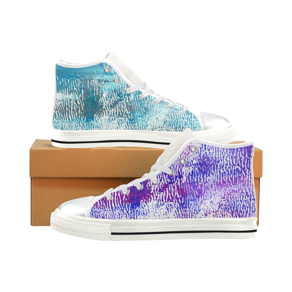 Designers KIDS Graphic shoes : blue, purple Edition High Top Canvas Shoes for Kid (Model 017)