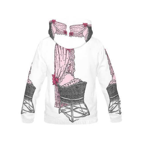 Pink Baby Bassinet All Over Print Hoodie for Women (USA Size) (Model H13)