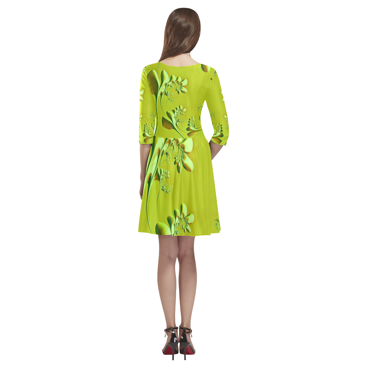 amazing floral fractal C by JamColors Tethys Half-Sleeve Skater Dress(Model D20)