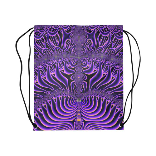 Exquisite Purple Sunset Fractal Abstract Large Drawstring Bag Model 1604 (Twin Sides)  16.5"(W) * 19.3"(H)