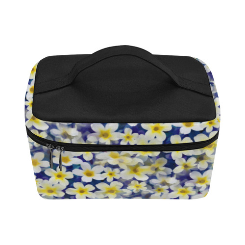 Summer Flowers Pattern White Blue Cosmetic Bag/Large (Model 1658)