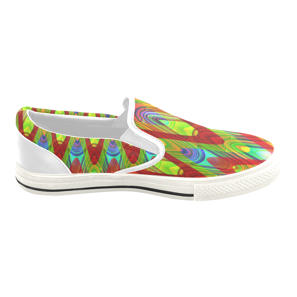 2D Wave #1A - Jera Nour Men's Unusual Slip-on Canvas Shoes (Model 019)