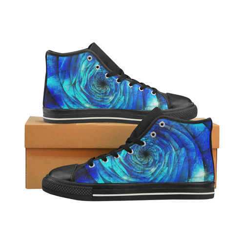 Galaxy Wormhole Spiral 3D - Jera Nour Men’s Classic High Top Canvas Shoes (Model 017)