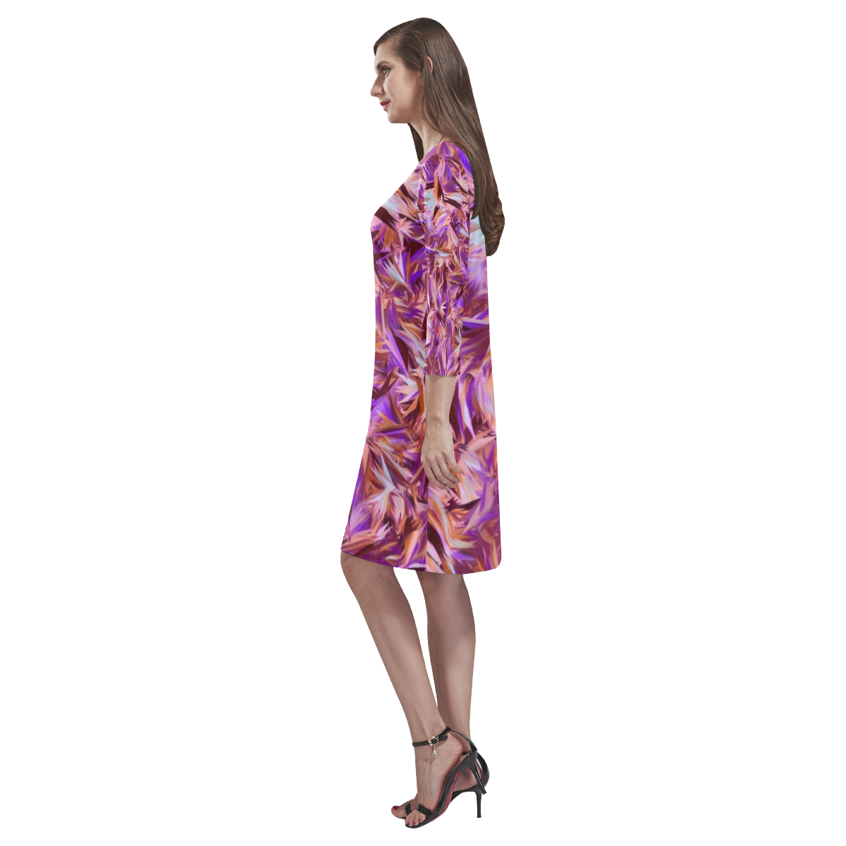 modern abstract 21 A by JamColors Rhea Loose Round Neck Dress(Model D22)
