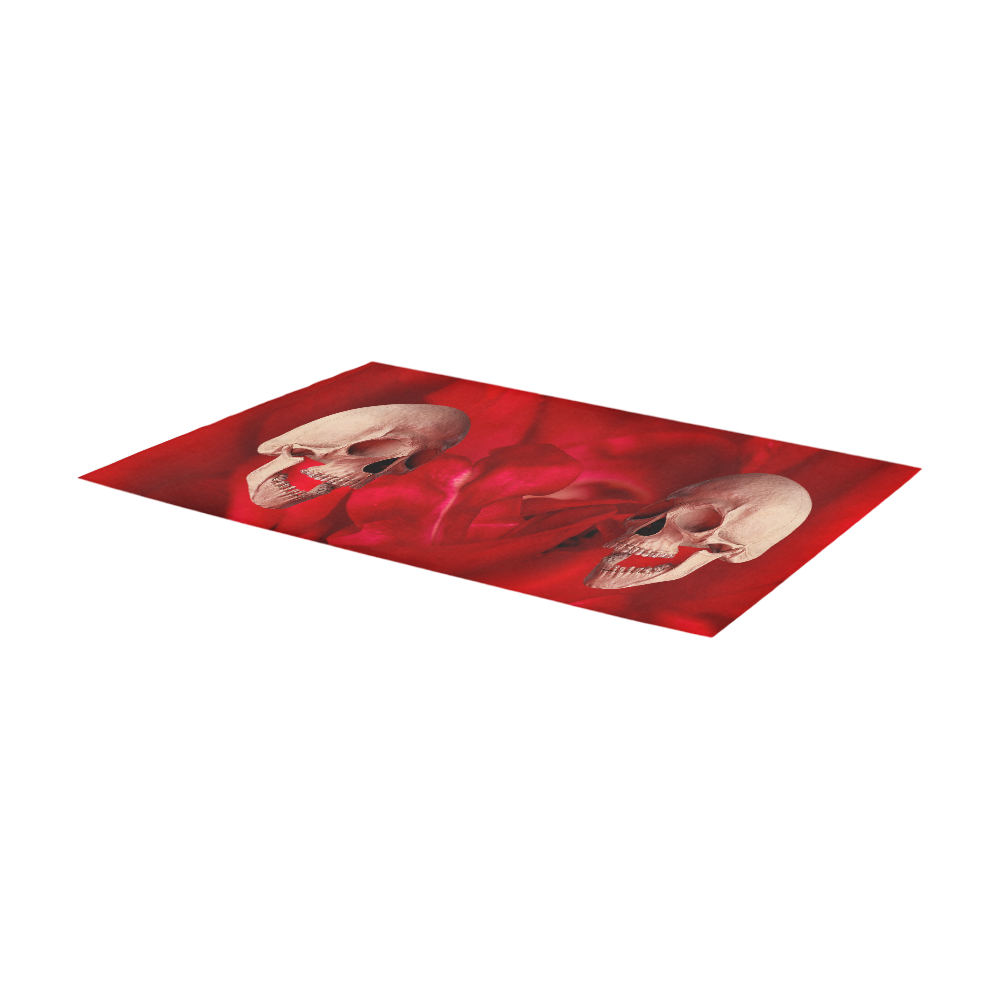 Funny Skull and Red Rose Area Rug 7'x3'3''