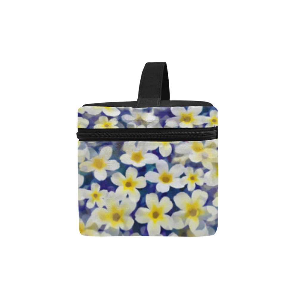 Summer Flowers Pattern White Blue Cosmetic Bag/Large (Model 1658)
