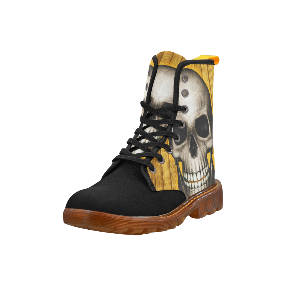 skull on wooden planks A by JamColors Martin Boots For Men Model 1203H