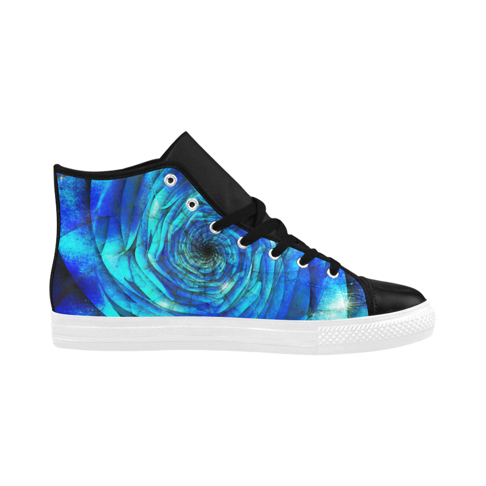 Galaxy Wormhole Spiral 3D - Jera Nour Aquila High Top Microfiber Leather Men's Shoes (Model 032)