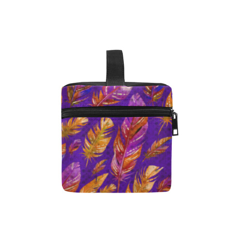 Watercolor Feathers And Dots Pattern Purple Cosmetic Bag/Large (Model 1658)