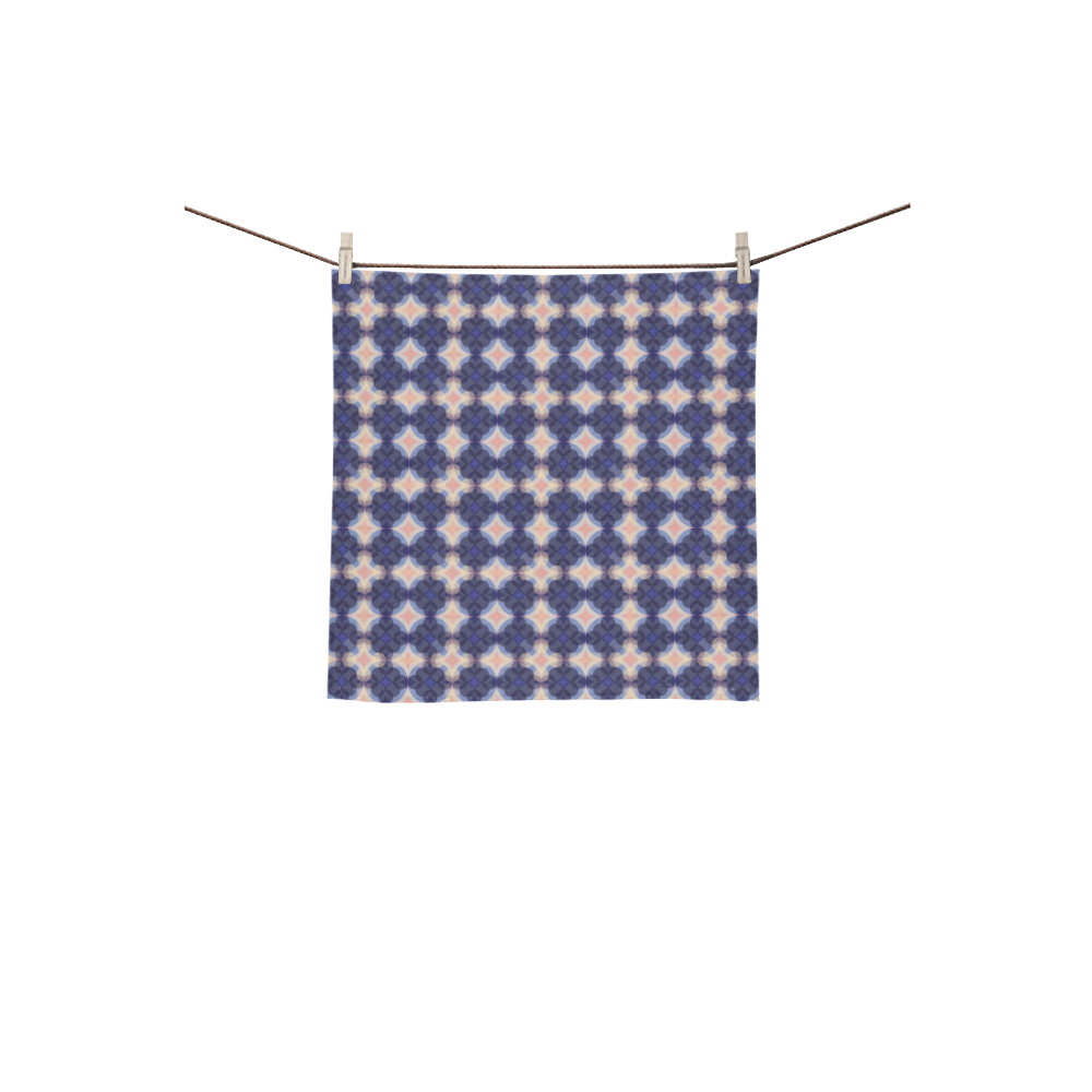 Navy Kaleidoscope Pattern Square Towel 13“x13”
