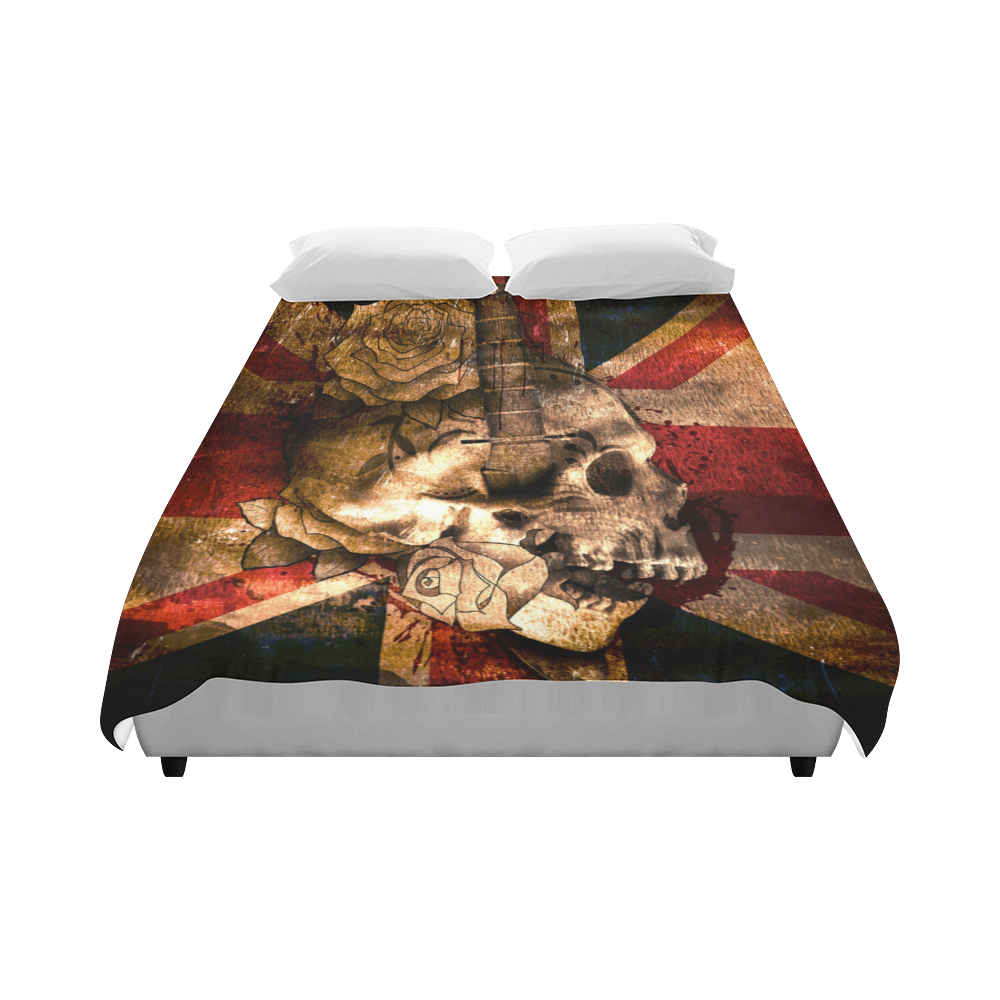 Grunge Skull and British Flag Duvet Cover 86"x70" ( All-over-print)